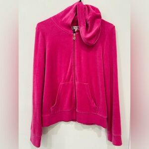 Juicy Couture Velour Hot Pink Lightweight Full Zippered Jacket, Women’s Large